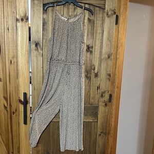 Maurices Speckled Sleeveless Jumpsuit - Black and Cream cheetah print